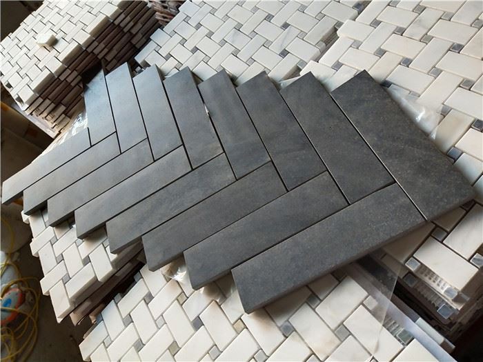 Black basalt mosaic tile