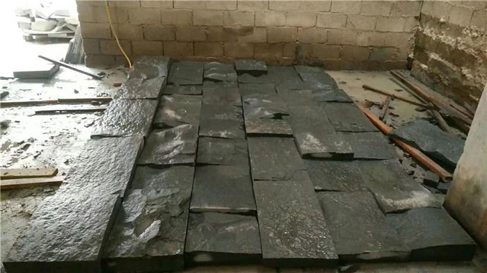 black stone wall panels outdoor